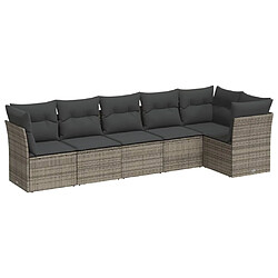 Maison Chic Salon de jardin 6 pcs avec coussins | Ensemble de Table et chaises | Mobilier d'Extérieur gris résine tressée -GKD21488