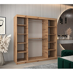 Avis Abiks Meble Armoire PROMO T2 À Portes Coulissantes 200/200/62 2 Portes (Artisan/Noir)