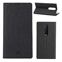 Etui en PU texture croisée avec support noir pour votre OnePlus 8