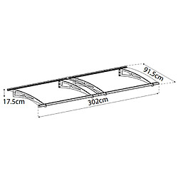 Marquise transparente 91,5x302cm argent - 703408 - PALRAM