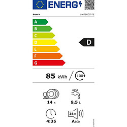 Lave-vaisselle 60cm 14 couverts 38db - sms6eci07e - BOSCH