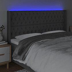 Avis vidaXL Tête de lit à LED Gris foncé 203x16x118/128 cm Tissu