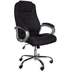 Decoshop26 Fauteuil de bureau ergonomique est confortable en tissu noir et métal chromé 10_0002386