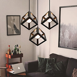 Avis Stoex Plafonnier Antique À 3 Lumières Lustre Creative Cube Noire Suspension Luminaire Rétro en Métal, Pour Bureau, Chambre À Coucher, Cuisine, Bar, E27