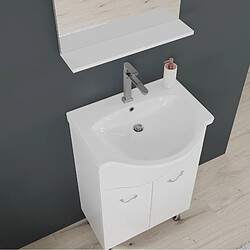 Kiamami Valentina MEUBLE DE SALLE DE BAINS AU SOL DE 56,5 CM AVEC LAVABO ET MIROIR BLANC | EASY