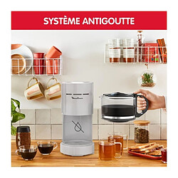 Avis MOULINEX Cafetiere filtre 1.1 L, 12 tasses, Porte-filtre pivotant, Anti-goutte, Arret auto, Maintien au chaud, Simpleo FG121B10