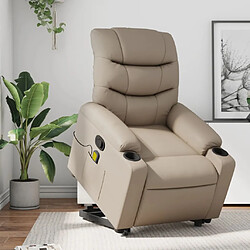 Maison Chic Fauteuil Relax pour salon, Fauteuil inclinable de massage Cappuccino Similicuir -GKD49260