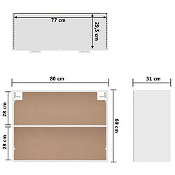 vidaXL Armoire suspendue Blanc brillant 80x31x60 cm Bois d’ingénierie pas cher