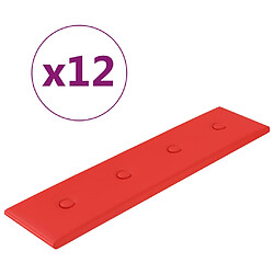 vidaXL Panneaux muraux 12 pcs Rouge 60x15 cm Similicuir 1,08 m²