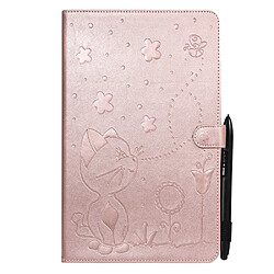 Etui en PU motif chat et abeille avec support or rose pour votre Samsung Galaxy Tab A7 Lite 8.7 pouces/T225/T220