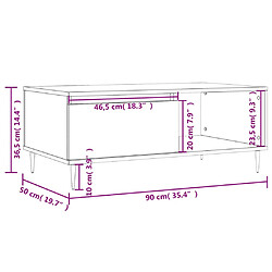 vidaXL Table basse Blanc brillant 90x50x36,5 cm Bois d'ingénierie pas cher