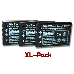 vhbw 3x Batteries compatible avec Toshiba Camileo H10, H20, HD, P10, P30 HD Pro, Pro, S10 pro appareil photo APRN (1000mAh, 3,6V, Li-ion)