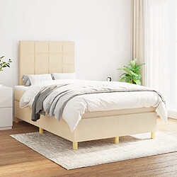 Avis Maison Chic Lit adulte- Lit + matelas,Sommier à lattes de lit avec matelas crème 120x190 cm tissu -GKD17262