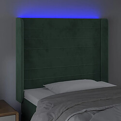 Avis vidaXL Tête de lit à LED Vert foncé 83x16x118/128 cm Velours