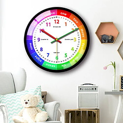 Acheter 12 '' Horloge Murale Colorée Enfants école Classe Indiquant L'heure Cadre Noir A