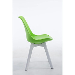 Avis Decoshop26 Chaise de salle à manger x1 design scandinave en PVC et plastique vert et piètement à 4 pieds en bois blanc 10_0003307