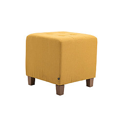 Avis Decoshop26 Tabouret bas repose-pieds pouf capitonné en tissu jaune pieds en bois 45x46 cm 10_0000159