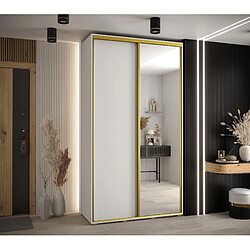 Abiks Meble Armoire à portes coulissantes Davos 3 235.2 x 130 x 45 2 portes coulissante (Blanc/Blanc/Or)