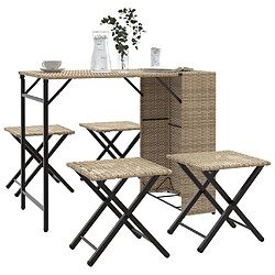 vidaXL Ensemble à manger de jardin 5 pcs pliable beige résine tressée