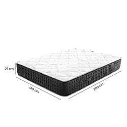 Visiodirect Matelas à ressorts ensachés MIERA , 140x200 cm, en mousse haute densité, Soutien très ferme, face été/hiver