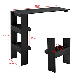 Helloshop26 Table de bar stylée meuble de rangement table bistrot murale 120 cm noir 03_0006220