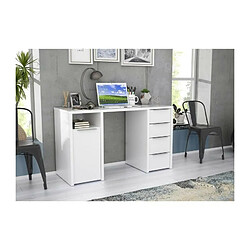 Avis BILBAO Bureau 1 porte 4 tiroirs - Decor papier blanc - L 125 x P 50 x H 75 cm