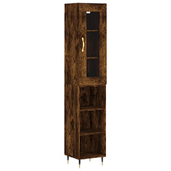 vidaXL Buffet haut Chêne fumé 34,5x34x180 cm Bois d'ingénierie