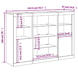 vidaXL Buffets avec lumières LED 3 pcs chêne sonoma bois d'ingénierie pas cher