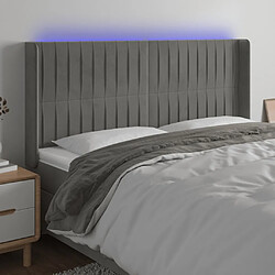 vidaXL Tête de lit à LED Gris clair 183x16x118/128 cm Velours