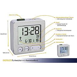 Acheter Réveil TFA 60.2545.54 radiopiloté(e) argent, aluminium (brossé) Durées dalarme 1 1 pc(s)