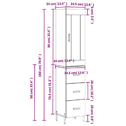 vidaXL Buffet haut Noir 34,5x34x180 cm Bois d'ingénierie pas cher