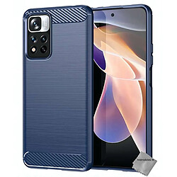 Htdmobiles Coque silicone gel carbone pour Xiaomi Redmi Note 11 Pro+ Plus 5G + film ecran - BLEU FONCE