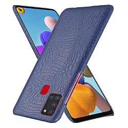 Coque en TPU + PU texture de crocodile bleu pour votre Samsung Galaxy A21s