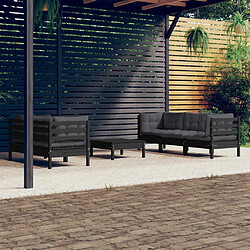 Maison Chic Salon de jardin 6 pcs + coussins - Mobilier/Meubles de jardin - Table et chaises d'extérieur anthracite Bois de pin -MN34382