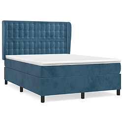 Maison Chic Lit Adulte - Lit simple Lit à sommier tapissier et matelas moelleux - Meuble de Chambre - Bleu foncé 140x190cm Velours -MN78711