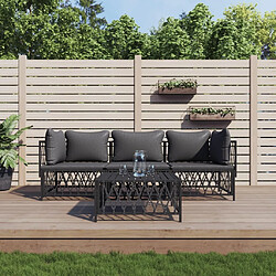 Maison Chic Salon de jardin 4 pcs avec coussins - Table et chaises d'extérieur - Mobilier/Meubles de jardin Moderne anthracite acier -MN85657