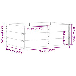 vidaXL Jardinière noir 150x100 cm bois massif de pin pas cher