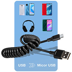 Avis Avizar Câble USB vers Micro-USB 2A Extensible de 35cm à 80cm Charge Rapide Noir