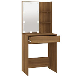 Helloshop26 Coiffeuse table de maquillage design meuble mobilier de chambre avec led chêne 60 x 40 x 140 cm marron 02_0006346