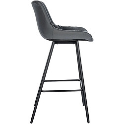 Decoshop26 Tabouret de bar x1 avec repose-pieds revêtement en PVC gris piètement à quatre pieds en métal noir 10_0005456