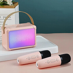 Yonis Enceinte Bluetooth Microphone LED Portable Rose