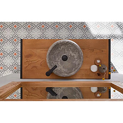 Pegane Vasque à poser / lavabo en marbre coloris gris - Diamètre 42 x Hauteur 15 cm pas cher