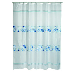 MSV Rideau de douche Polyester MALTA 180x200cm QUALITÉ PREMIUM Bleu & Blanc - Anneaux inclus