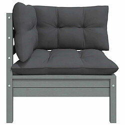 Acheter Maison Chic Salon de jardin 3 pcs + coussins - Mobilier/Meubles de jardin - Table et chaises d'extérieur Gris Bois de pin massif -MN25130