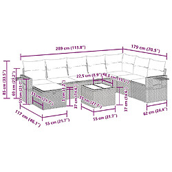 vidaXL Salon de jardin avec coussins 9 pcs marron résine tressée pas cher