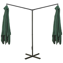 Helloshop26 Parasol double avec mât en acier 600 x 300 cm vert 02_0008438