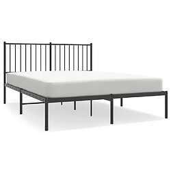 vidaXL Cadre de lit métal sans matelas avec tête de lit noir 140x190cm