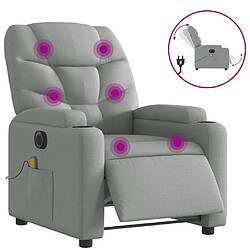 vidaXL Fauteuil de massage inclinable électrique gris clair tissu