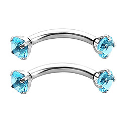 acier inoxydable zircon incurvé barre piercing sourcil bijoux turquoise