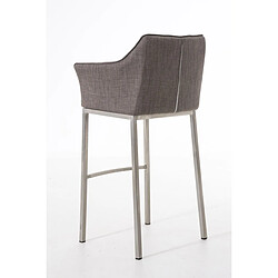 Acheter Decoshop26 Tabouret de bar chaise haute de comptoir couture carrées assise en tissu gris 4 pieds stables en acier inoxydable 10_0004724